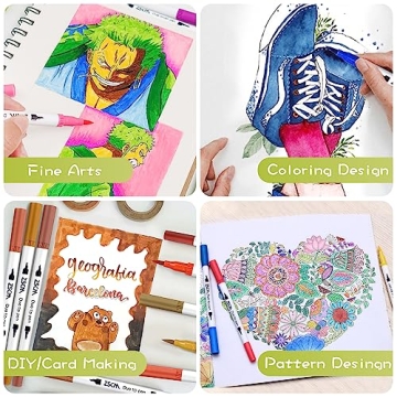ZSCM 72 Colors Duo Tip Brush Markers for Creative Art Projects