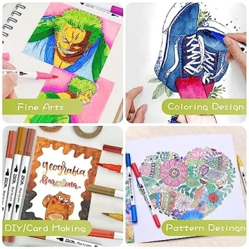 ZSCM 72 Colors Duo Tip Brush Markers for Creative Art Projects