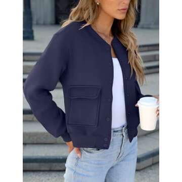 ANRABESS Women Cropped Bomber Jacket 2025 Fashion Casual Trendy Varsity Y2k Jackets Navy Blue Large