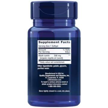 Life Extension Black Cumin Seed Oil, black cumin, immune health support, whole-body health, healthy ...