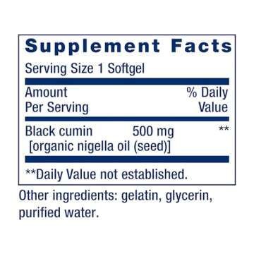 Life Extension Black Cumin Seed Oil, black cumin, immune health support, whole-body health, healthy aging, gluten free, non-GMO, 60 softgels