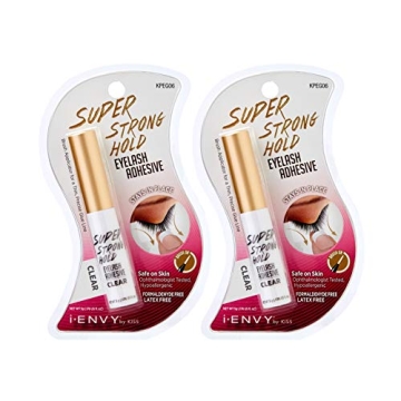 Kiss I Envy Eyelash Adhesive Super Strong Hold Clear - Waterproof & Latex Free - 2 Pack