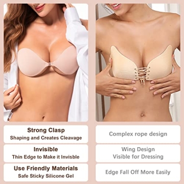 Awant Strapless Sticky Bra - Silicone Adhesive Backless Lift Bra