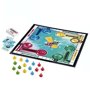 Sorry! Board Game for Kids Ages 6 and Up; Classic Hasbro Board Game; Each Player Gets 4 Pawns (Pawn Colors May Vary) – Amazon Exclusive