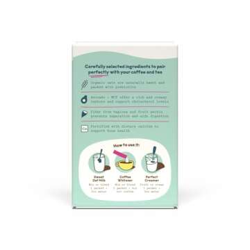 Oat Milk Coffee Creamer, Sweetened 10ct Carton by JOI - Superfood, Vegan, Dairy Free, Plant Based, Kosher, Shelf-Stable, Barista, Fortified with Calcium. Use in Coffee or Protein Shakes. Single Serve.