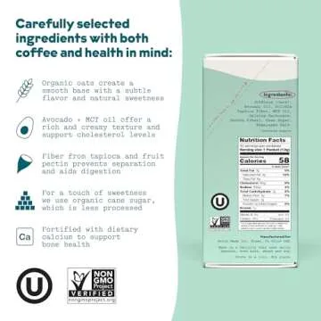Oat Milk Coffee Creamer, Sweetened 10ct Carton by JOI - Superfood, Vegan, Dairy Free, Plant Based, Kosher, Shelf-Stable, Barista, Fortified with Calcium. Use in Coffee or Protein Shakes. Single Serve.
