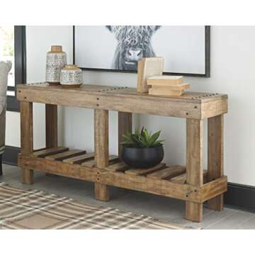 Signature Design by Ashley Susandeer Rustic Farmhouse Console Sofa Table - Rustic Charm for Your Hom...