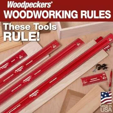 Woodpeckers Woodworking Rule, 24 Inch, L2R & Center Laser Engraved Scales, USA Made Precision Alumin...
