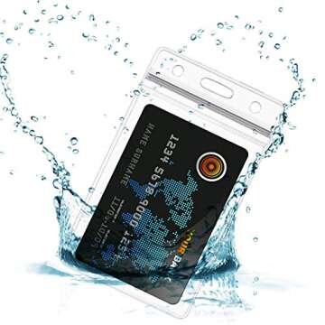 Lanyard with ID Holder 50 Pcs Waterproof Name Tag Vertical Badge ID Card Holders ID Pass Holder and 50 Pcs Flat Neck Black Lanyards Swivel Hook