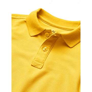Nautica Boys' School Uniform Short Sleeve Pique Polo, Gold, 14-16 Husky