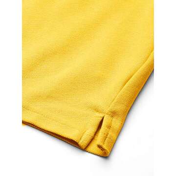 Nautica Boys' School Uniform Short Sleeve Pique Polo, Gold, 14-16 Husky