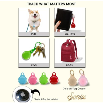 Stylish Sonix AirTag Covers with Keychain in Jelly Colors