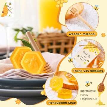 Otuuz 100 Pcs Baby Shower Favors Bee Party Favors Honeycomb Soaps with Honeycomb Stick Honey Soap Gift for Guest Gender Reveal Party Decorations Baby Shower Game Prizes (Yellow)