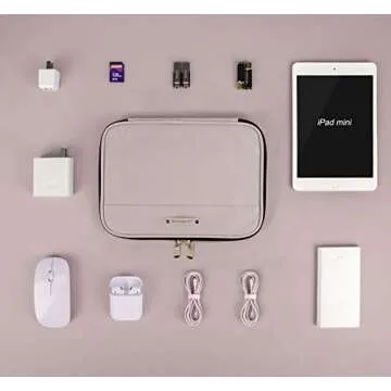 BAGSMART Electronic Organizer, Large Travel Cable Bag,Cord Organizer Bag,Electronics Accessories Cases for 7.9'' iPad Mini,iPhone,Cables,Chargers,USB,SD Card,Leather,Pink