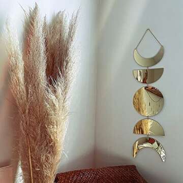 Moon Cycle Wall Decor | Acrylic Decorative Moon Phase Mirror Boho Wall Hanging | Bohemian Decor for Bedroom |Preppy Aesthetic Mirror Decorations for Living Room Moon Phases Art | Gold Wall Decor