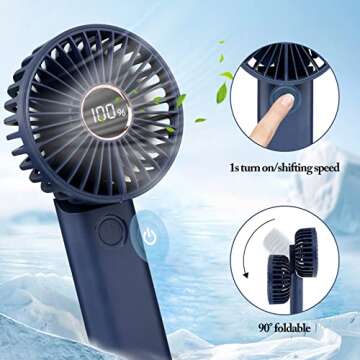 NEWKITS Hand Held Fan Portable Handheld Fan, Personal Mini Fan Rechargeable Battery Operated Travel ...