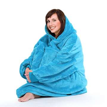 Catalonia Oversized Wearable Blanket Hoodie Sweatshirt, Comfortable Sherpa Lounging Pullover for Adu...