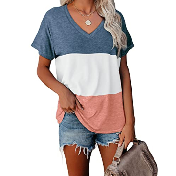 Soft V-Neck T-Shirts for Women - Comfortable Loose Fit XL Tops