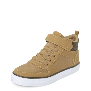 The Children's Place Boys Casual Lace Up Hi Top Sneakers - Tan - Size 13