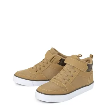 Boys Casual Lace Up Hi Top Sneakers - Tan - Size 13