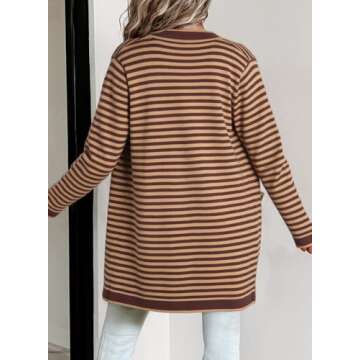 Dokotoo Fall Clothes for Women 2024 Oversized Knit Women's Cardigans Striped Color Block Teacher Clo...