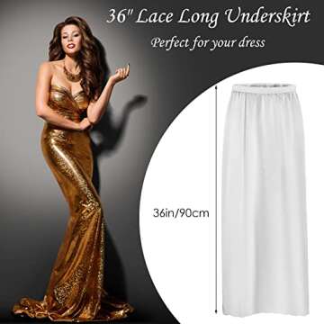Jiuguva 2 Pieces Half Slip Lace Long Underskirt Women's Satin Half Slip for Under Dresses(3X-Large,B...