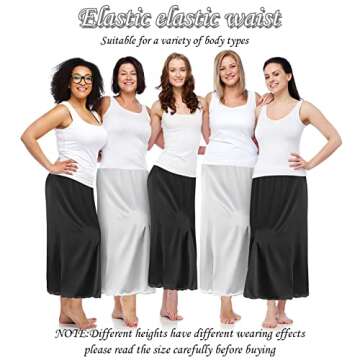 Jiuguva 2 Pieces Half Slip Lace Long Underskirt Women's Satin Half Slip for Under Dresses(3X-Large,Black, White)