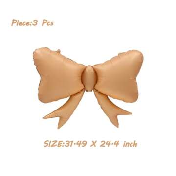3 Pcs Bow Big Balloon Macaron Caramel Color Bow Theme Birthday Party Baby Shower Girl Party Decorati...