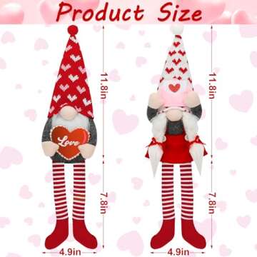 Valentine Day Decorations, 2 Pack Plush Valentine Gnomes Holding Love Sign, Handmade Love Themed Sca...