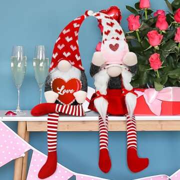 Cute 2 Pack Valentine Gnomes for Home Decor