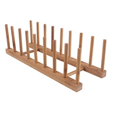 Z ZICOME 8-Slots Bamboo Wooden Dish Rack - Perfect Kitchen Organizer for Plates and More