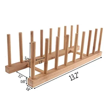 Z ZICOME 8-Slots Bamboo Dish Rack for Kitchen Organization