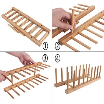 Z ZICOME 8-Slots Bamboo Dish Rack for Kitchen Organization