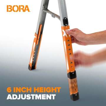 Bora Portamate Speedhorse XT Sawhorse Pair- Two pack, 30-36 inch height adjustable Legs, Metal Top for 2x4, Heavy Duty Pro Bench Saw Horse for Contractors, Carpenters - PM-4550T,Orange