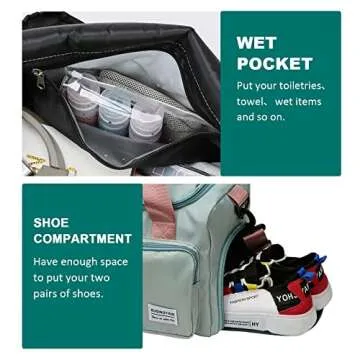 Beige Small Gym Bag for Women with Shoe Compartment