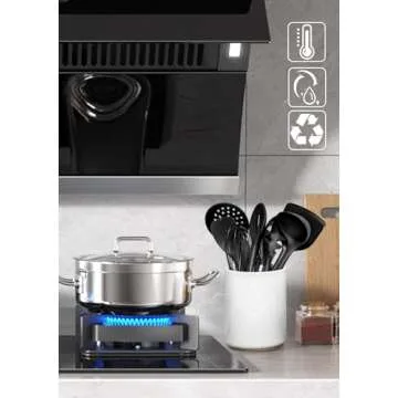 Nucookery Utensil Holder, 6.4" Ceramic Kitchen Utensil Holder for Countertop with Protection Cork Bottom, Vintage Farmhouse Kitchen Decor for Counter, Christmas Gift (Sand)