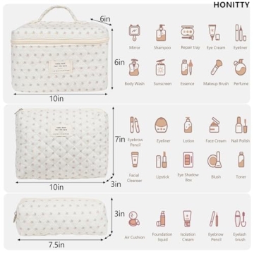 Stylish Floral Quilted Makeup Bag Set for All Ages