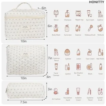 Stylish Floral Quilted Makeup Bag Set for All Ages