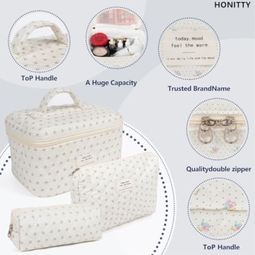 Stylish Floral Quilted Makeup Bag Set for All Ages