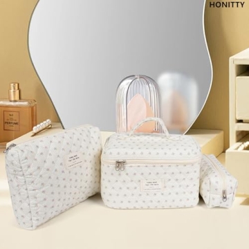 Stylish Floral Quilted Makeup Bag Set for All Ages