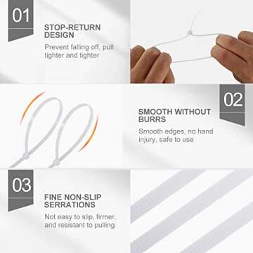 Heavy Duty 8 Inch Zip Cable Ties for All Uses