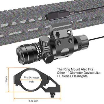 Feyachi GL6 Tactical Green Laser Sight with 45 Degree M61 M Lock Rail Mount and Pressure Switch