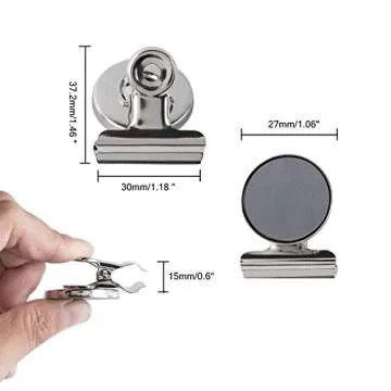 Strong Office Black Magnetic Clips Heavy Duty Refrigerator Magnet Hook Clips for Photo Displays, Whi...
