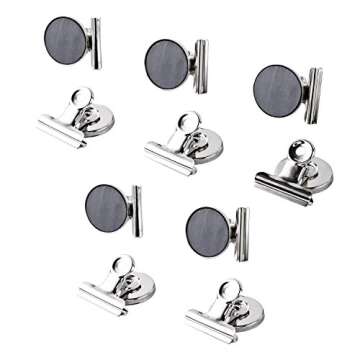 Strong Office Black Magnetic Clips Heavy Duty Refrigerator Magnet Hook Clips for Photo Displays, Whiteboards, Locker, Fridge, Classroom, School, Office(10 Pack) (Sliver)