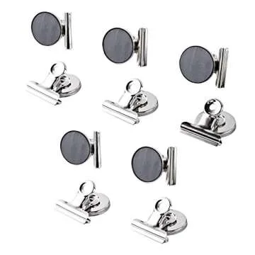Strong Office Black Magnetic Clips Heavy Duty Refrigerator Magnet Hook Clips for Photo Displays, Whiteboards, Locker, Fridge, Classroom, School, Office(10 Pack) (Sliver)