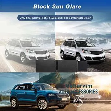 Veharvim Polarized Sun Visor for Car with Zipper Slider, Upgraded UV400 Car Sun Visor Extension with...