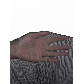 SOLY HUX Women's Mesh Bathing Suit Cover Ups Ripped See Through Swimsuit Short Beach Dress Sexy Beachwear Swimwear Solid Black L