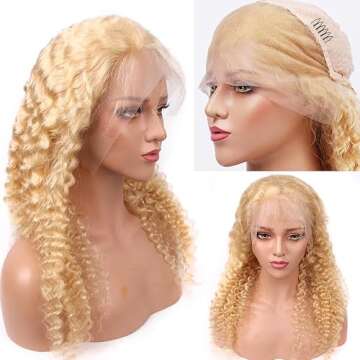 Premium 18Inch Blonde Virgin Human Hair Wig - Water Wave
