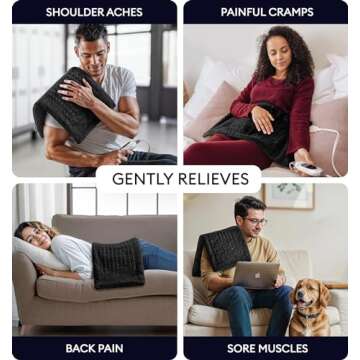 GENIANI Extra Large Electric Heating Pad for Back Pain and Cramps Relief - Auto Shut Off - Soft Heat Pad for Moist & Dry Therapy - Heat Patch (XL Black)