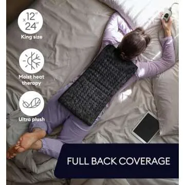GENIANI Extra Large Electric Heating Pad for Back Pain and Cramps Relief - Auto Shut Off - Soft Heat Pad for Moist & Dry Therapy - Heat Patch (XL Black)